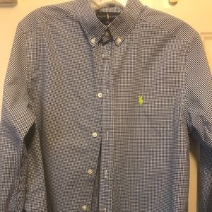 Long sleeve plaid polo shirt